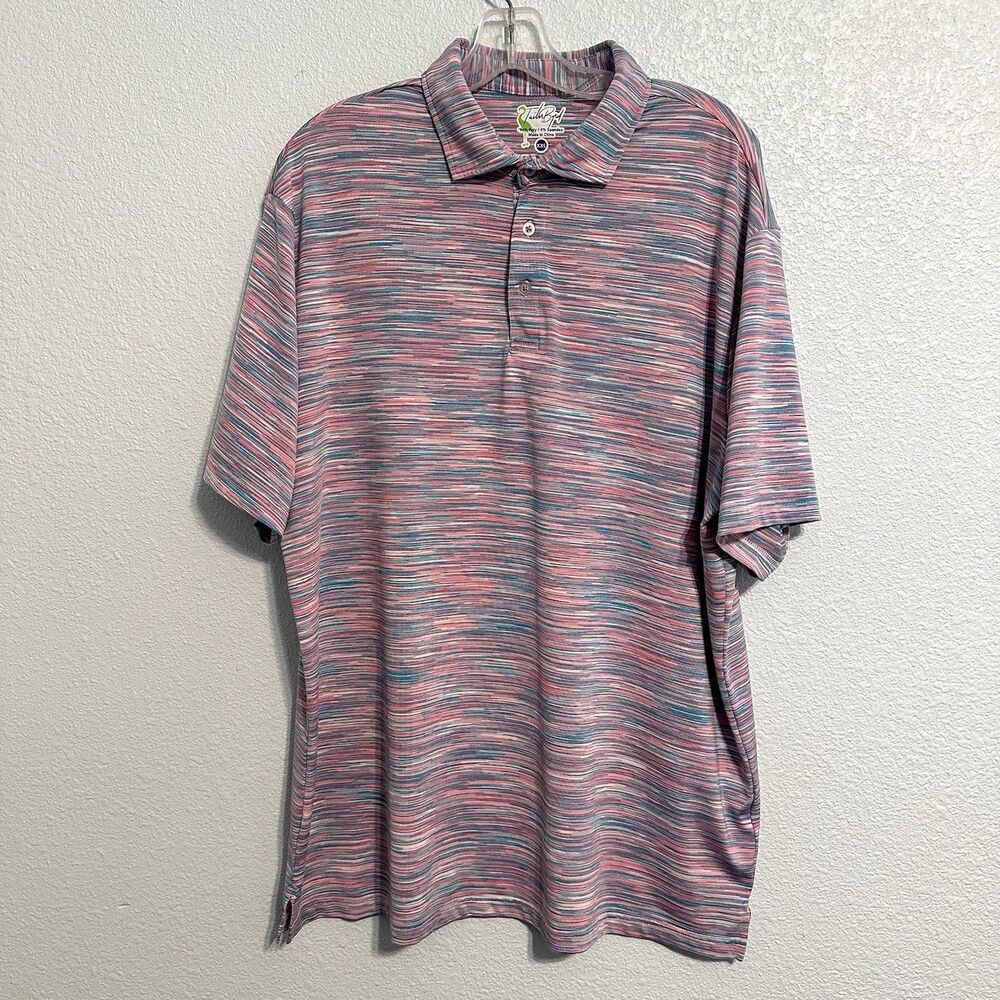 Tailorbyrd Shirt Mens 2XL Moisture Wicking SPF Geometric Short Sleeve Golf Polo